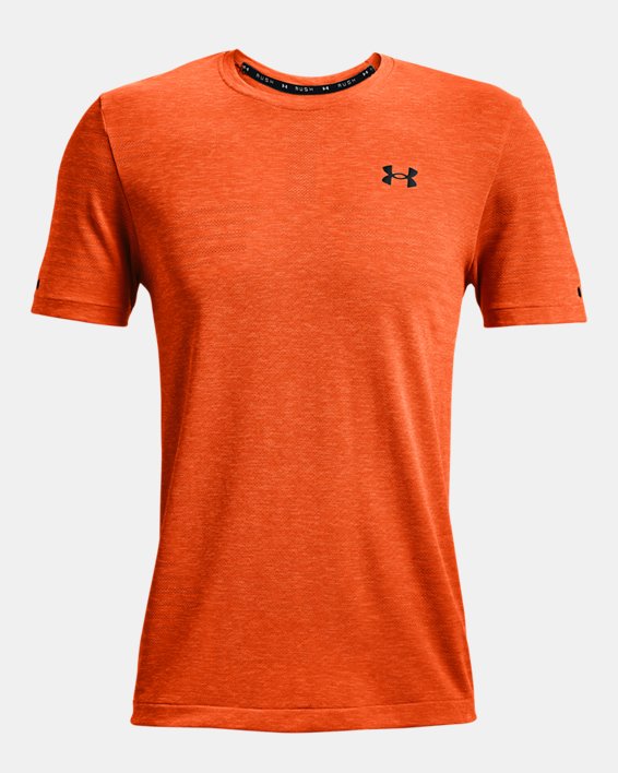 Men's UA RUSH™ Seamless GeoSport Short Sleeve, Orange, pdpMainDesktop image number 7